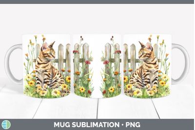 Bengal Mug Wrap Fence Cats Sublimation Coffee Cup Designs