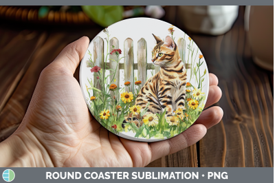 Bengal Round Coaster Fence Cats Sublimation Coaster Designs