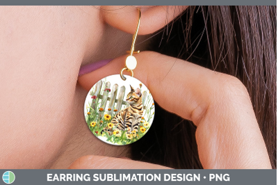 Bengal Round Earrings Fence Cats Sublimation Earrings Design