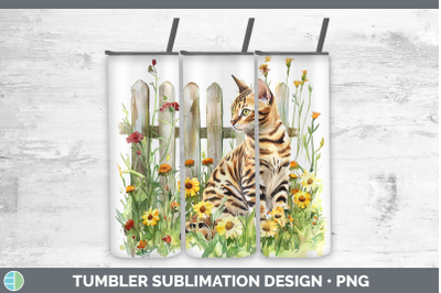 Bengal Tumbler Fence Cats Sublimation 20 oz Skinny Tumbler D