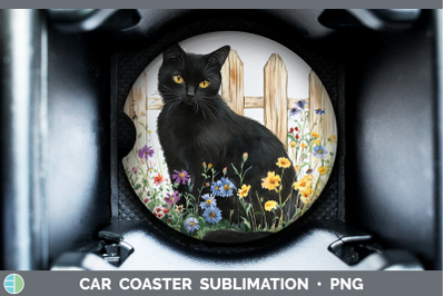 Black Car Coaster Fence Cats Sublimation Drink Mat Designs
