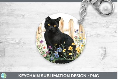 Black Keychain Fence Cats Sublimation Keyring Designs