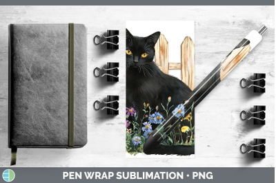 Black Pen Wrap Fence Cats Sublimation Pen Designs