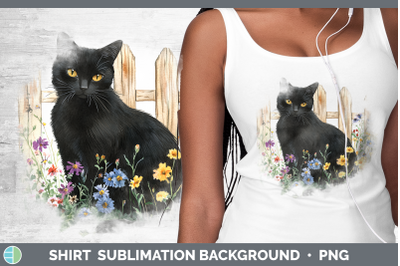Black Shirt Fence Cats Sublimation Background Designs