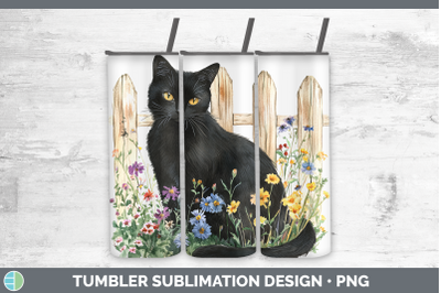 Black Tumbler Fence Cats Sublimation 20 oz Skinny Tumbler De
