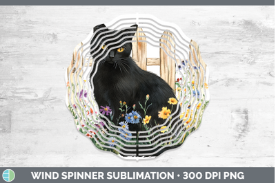 Black Wind Spinner Fence Cats Sublimation Spinner Designs