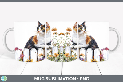 Calico Mug Wrap Fence Cats Sublimation Coffee Cup Designs