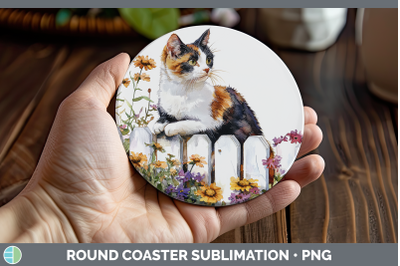 Calico Round Coaster Fence Cats Sublimation Coaster Designs