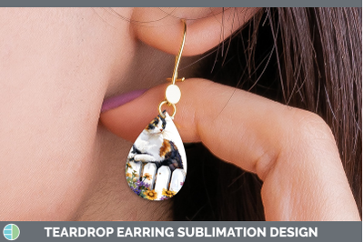 Calico Teardrop Earrings Fence Cats Sublimation Earrings Des