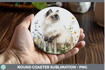 Himalayan Round Coaster Fence Cats Sublimation Coaster Desig