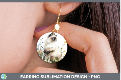 Himalayan Round Earrings Fence Cats Sublimation Earrings Des