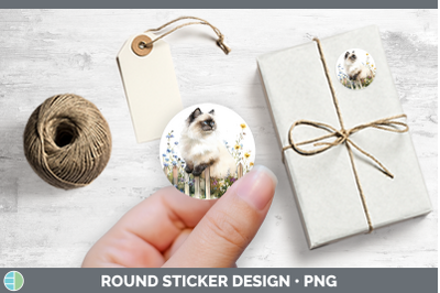 Fence Cats Himalayan Stickers | Round Labels Designs