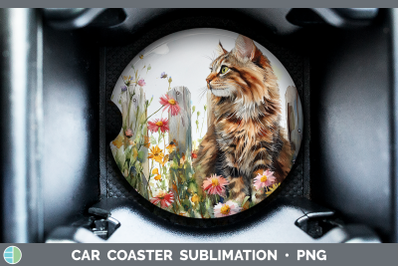 Maine Coon Car Coaster Fence Cats Sublimation Drink Mat Desi