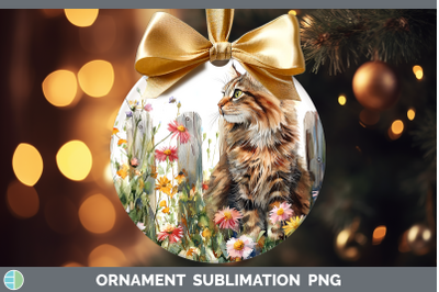 Maine Coon Ornament Fence Cats Sublimation Bauble Designs