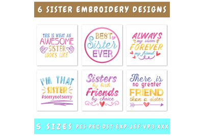 Sister Quotes Embroidery Designs Bundle - Machine Embroidery Digital