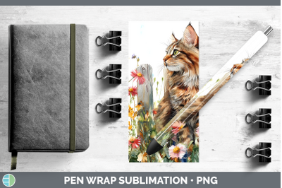 Maine Coon Pen Wrap Fence Cats Sublimation Pen Designs