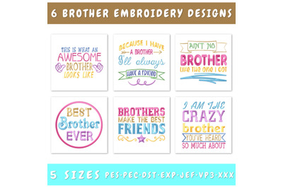 Brother Quotes Machine Embroidery Designs Bundle  Funny &amp; Inspirationa