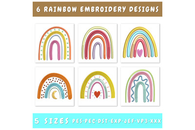 Boho Rainbow Machine Embroidery Designs - Digital Embroidery File, PES
