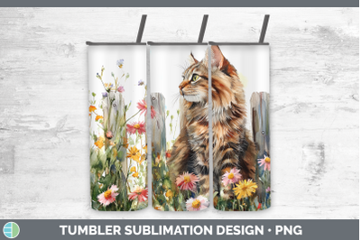 Maine Coon Tumbler Fence Cats Sublimation 20 oz Skinny Tumbl