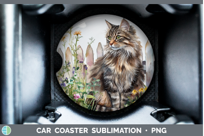 Norwegian Forest Car Coaster Fence Cats Sublimation Drink Ma