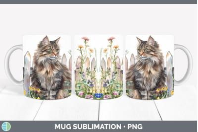 Norwegian Forest Mug Wrap Fence Cats Sublimation Coffee Cup