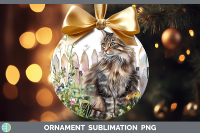 Norwegian Forest Ornament Fence Cats Sublimation Bauble Desi