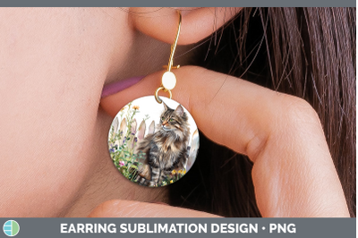 Norwegian Forest Round Earrings Fence Cats Sublimation Earri