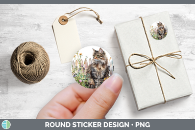 Fence Cats Norwegian Forest Stickers | Round Labels Designs