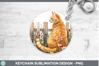 Orange Keychain Fence Cats Sublimation Keyring Designs