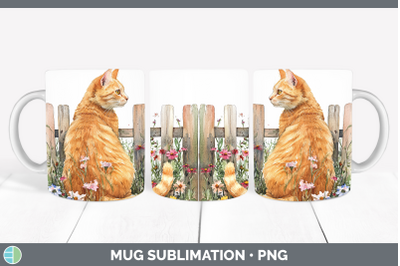 Orange Mug Wrap Fence Cats Sublimation Coffee Cup Designs