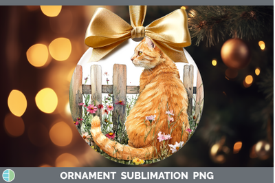 Orange Ornament Fence Cats Sublimation Bauble Designs