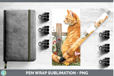 Orange Pen Wrap Fence Cats Sublimation Pen Designs