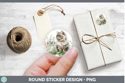 Fence Cats Persian Stickers | Round Labels Designs