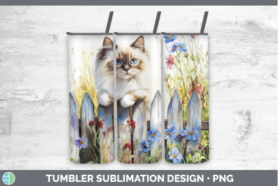 Ragdoll Tumbler Fence Cats Sublimation 20 oz Skinny Tumbler