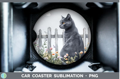 Russian Blue Car Coaster Fence Cats Sublimation Drink Mat De