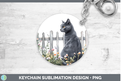 Russian Blue Keychain Fence Cats Sublimation Keyring Designs