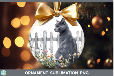 Russian Blue Ornament Fence Cats Sublimation Bauble Designs