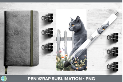 Russian Blue Pen Wrap Fence Cats Sublimation Pen Designs