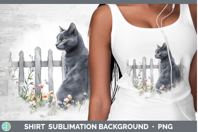 Russian Blue Shirt Fence Cats Sublimation Background Designs