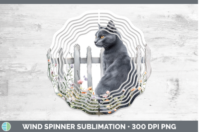 Russian Blue Wind Spinner Fence Cats Sublimation Spinner Des