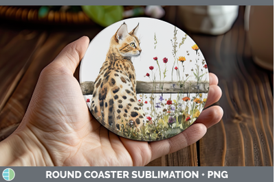Savannah Round Coaster Fence Cats Sublimation Coaster Design