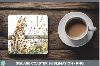 Savannah Square Coaster Fence Cats Sublimation Drink Mat Des