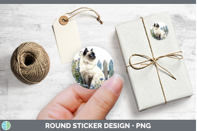 Fence Cats Birman Stickers | Round Labels Designs