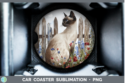 Siamese Car Coaster Fence Cats Sublimation Drink Mat Designs