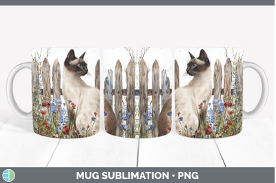 Siamese Mug Wrap Fence Cats Sublimation Coffee Cup Designs