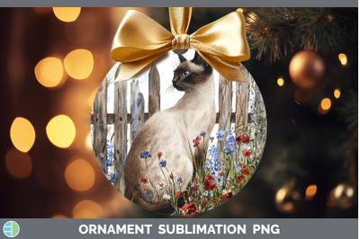 Siamese Ornament Fence Cats Sublimation Bauble Designs