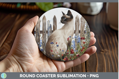 Siamese Round Coaster Fence Cats Sublimation Coaster Designs