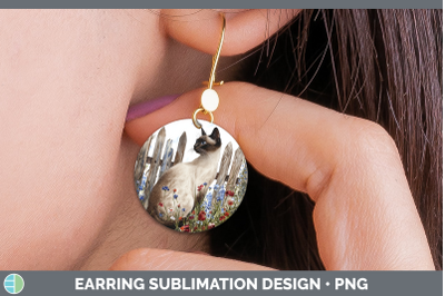 Siamese Round Earrings Fence Cats Sublimation Earrings Desig