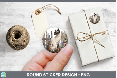 Fence Cats Siamese Stickers | Round Labels Designs