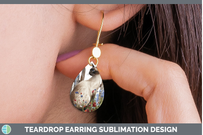 Siamese Teardrop Earrings Fence Cats Sublimation Earrings De
